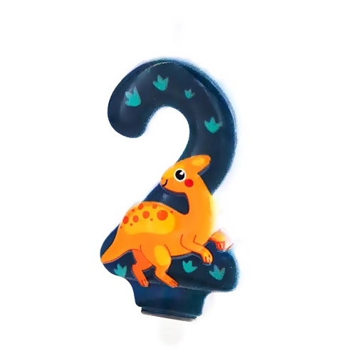 ŚWIECZKA NA TORT URODZINY DINOZAUR DINO CYFRA 2